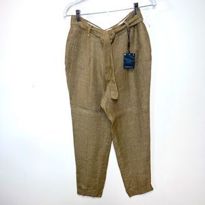 NWT Massimo Dutti Burlap Linen High Waist Pants Womens Sz 8
